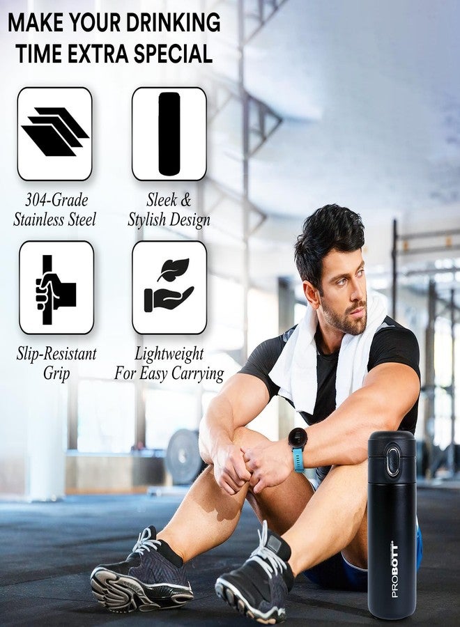 Probott Thermosteel Hot or Cold Insulated Stainless Steel Travel Mug, 300 ml, Black | Spill Proof | Coffee Tea Mug | Juice Mug | Water Flask | Easy Grip Easy to Carry | Office | College - Image 2